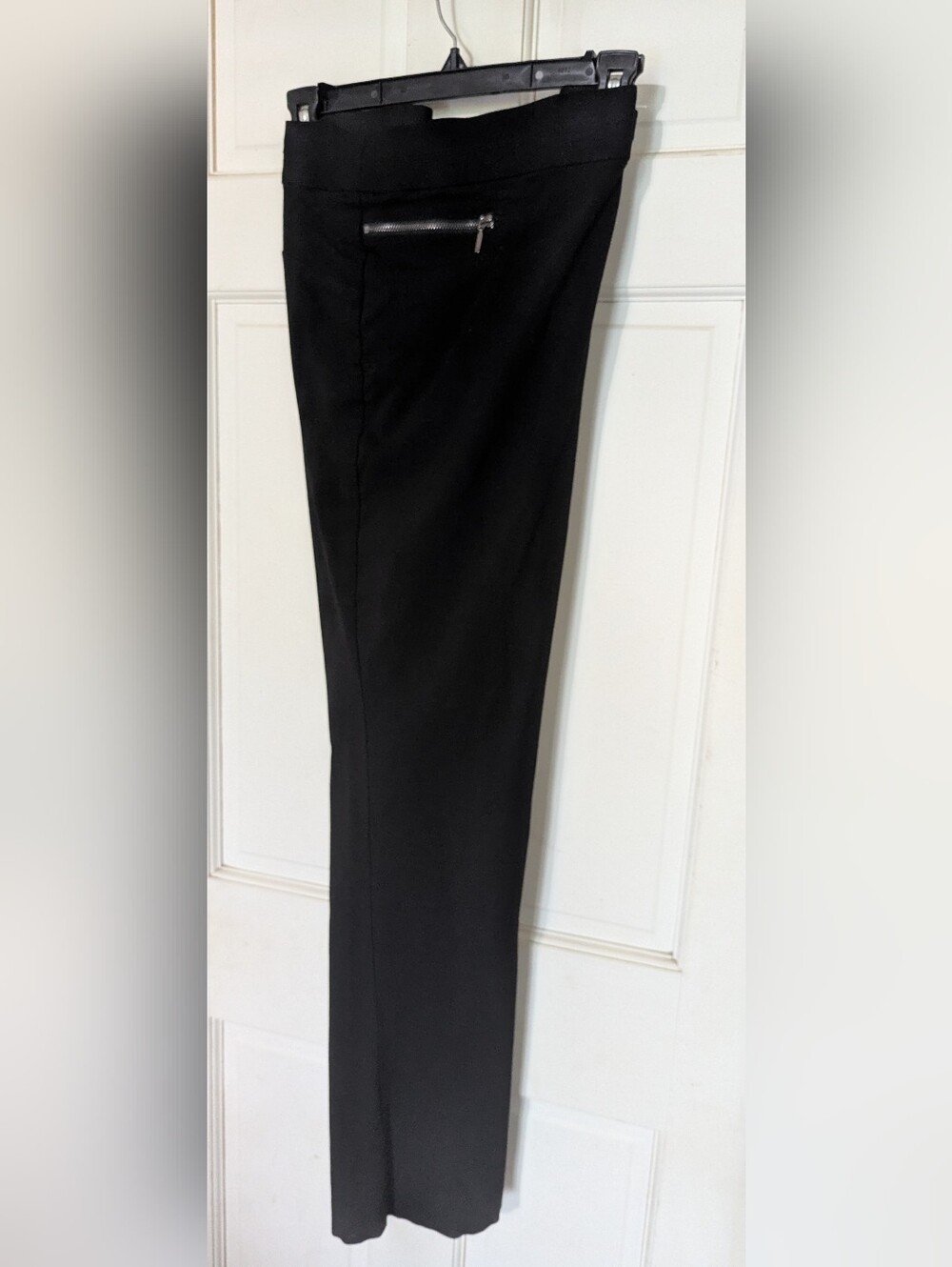 Massini Black Slim Straight Trousers with Zip Pocket